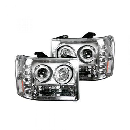 GMC Sierra 07-13 (2nd GEN) PROJECTOR HEADLIGHTS w/ CCFL HALOS & DRL - Clear / Chrome