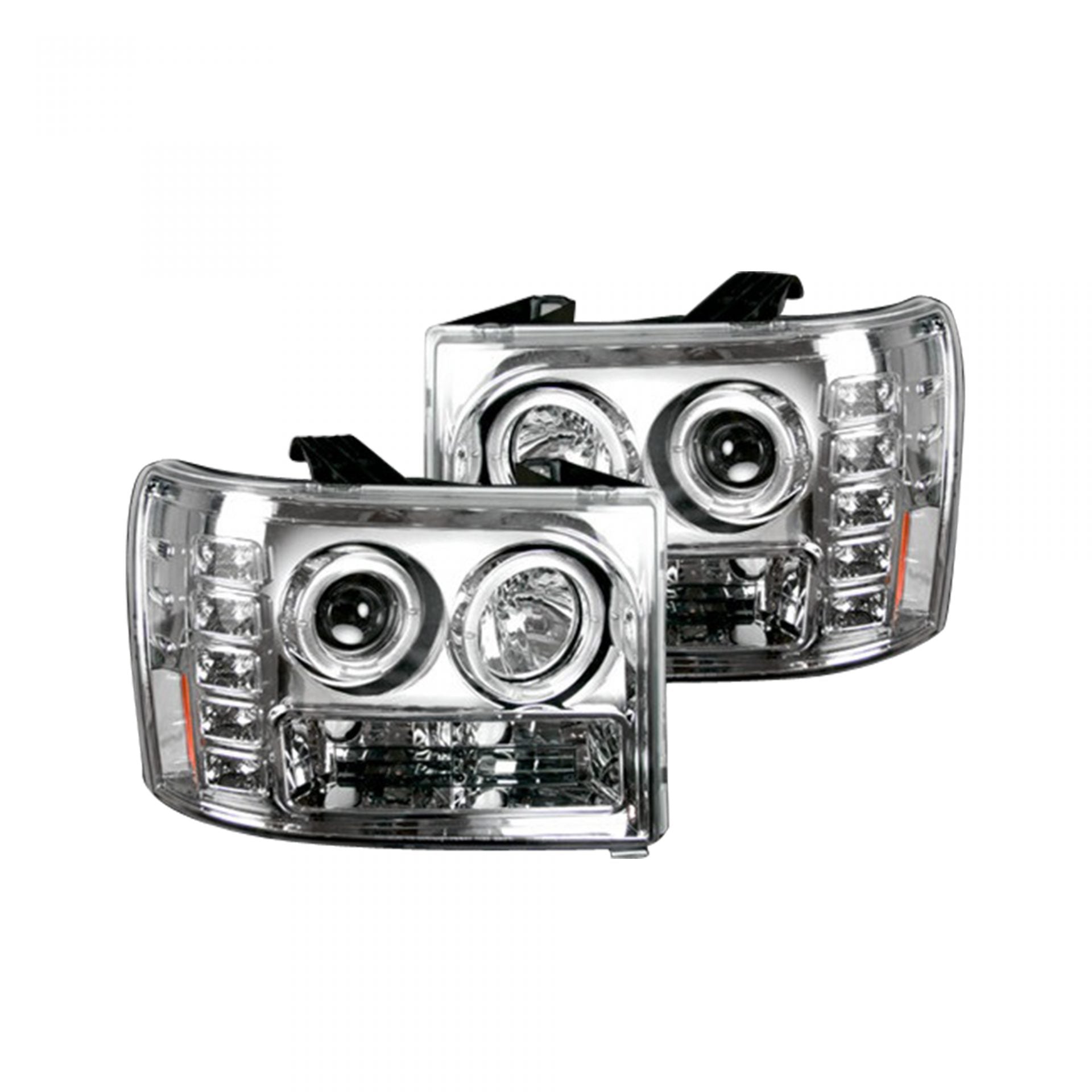 GMC Sierra 07-13 (2nd GEN) PROJECTOR HEADLIGHTS w/ CCFL HALOS & DRL - Clear / Chrome