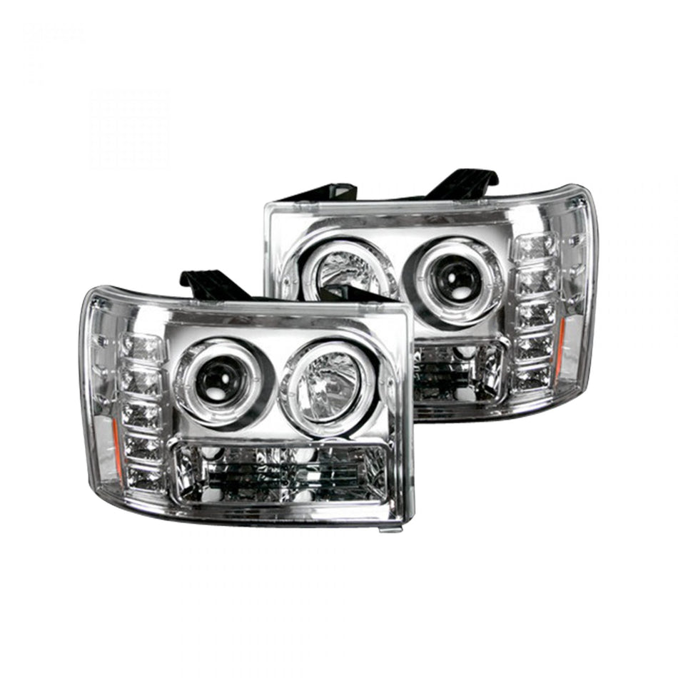 GMC Sierra 07-13 (2nd GEN) PROJECTOR HEADLIGHTS w/ CCFL HALOS & DRL - Clear / Chrome