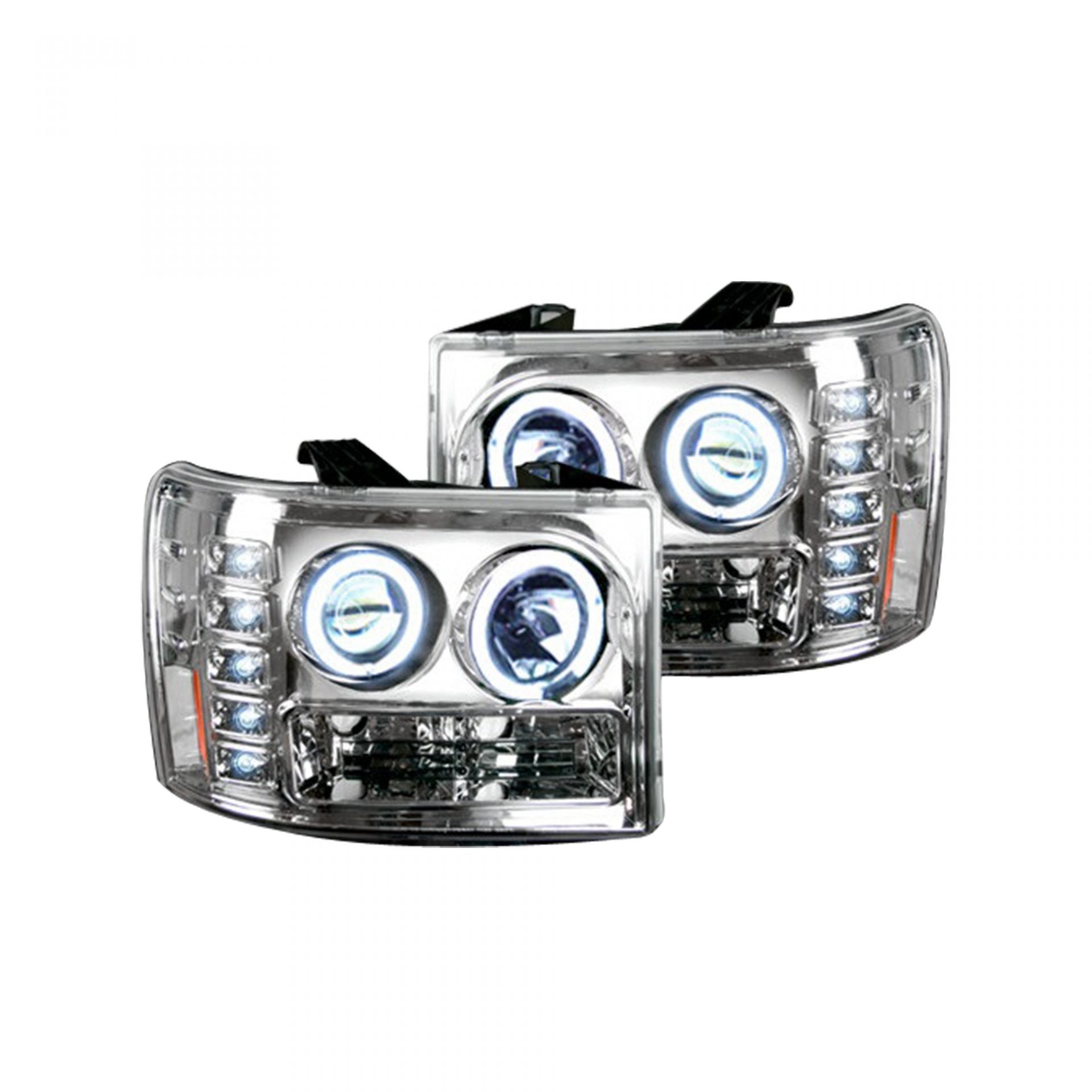 GMC Sierra 07-13 (2nd GEN) PROJECTOR HEADLIGHTS w/ CCFL HALOS & DRL - Clear / Chrome
