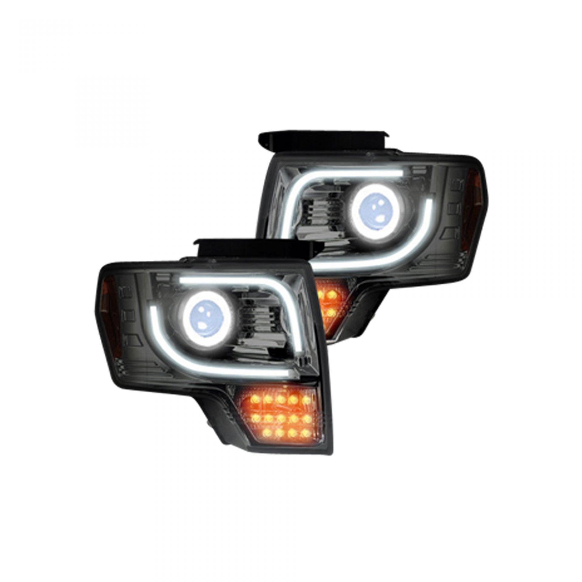 Ford F150 & Raptor 13-14 Projector Headlights LED Smoked/Black