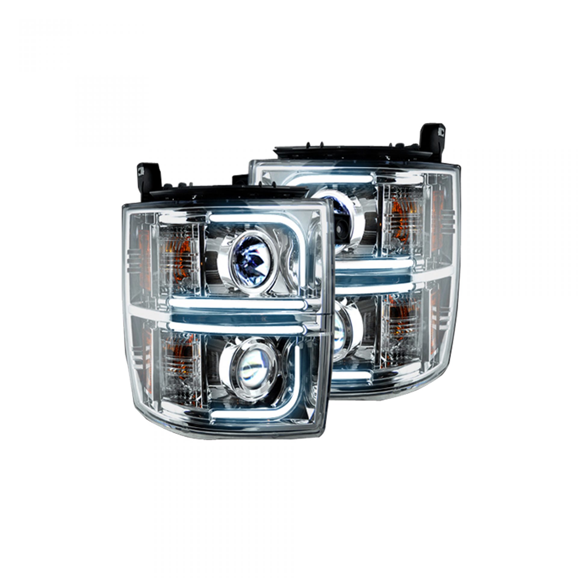 Chevy Silverado 14-16 Projector Headlights OLED Halos DRL Clear/Chrome