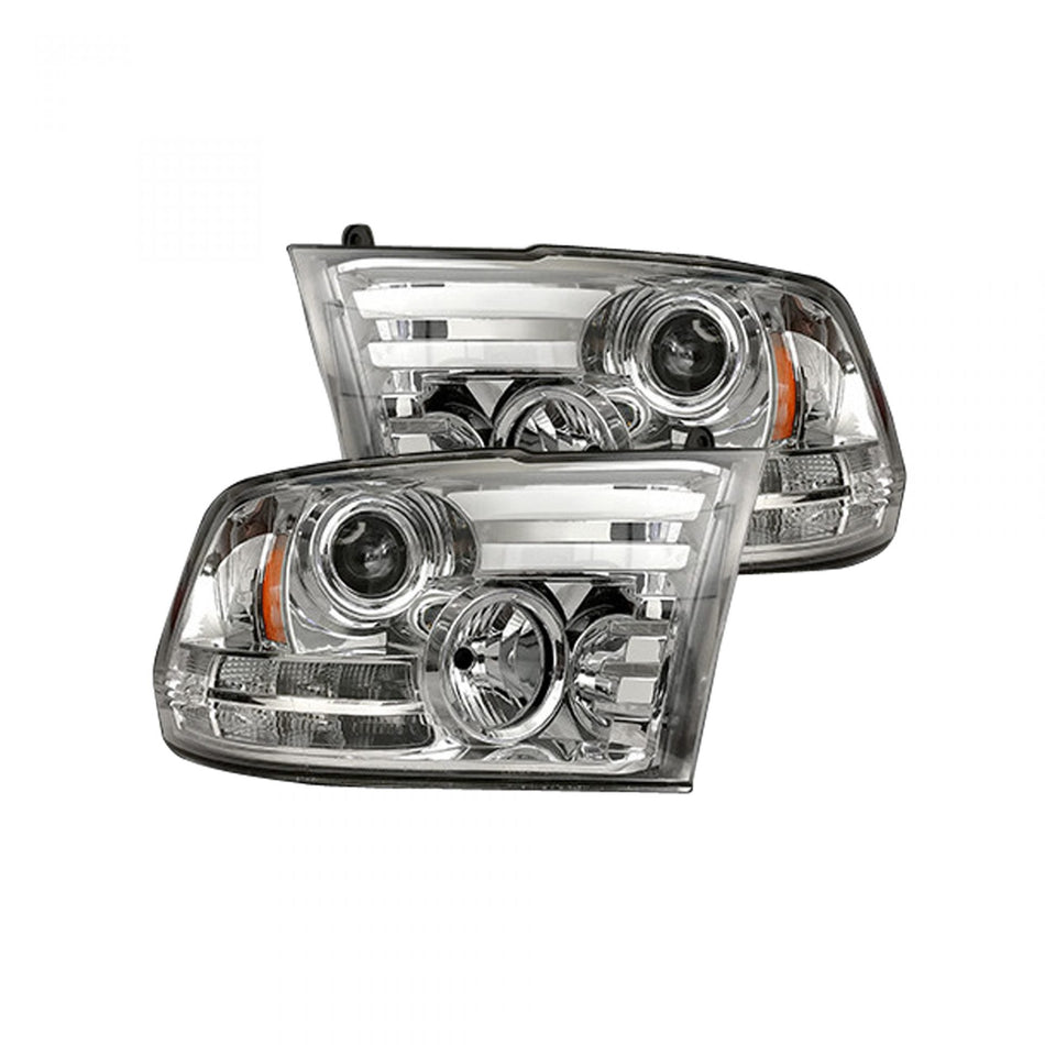 Dodge RAM 1500 14-19 & 2500/3500 15-18 Projector Headlights OLED DRL, LED Clear/Chrome
