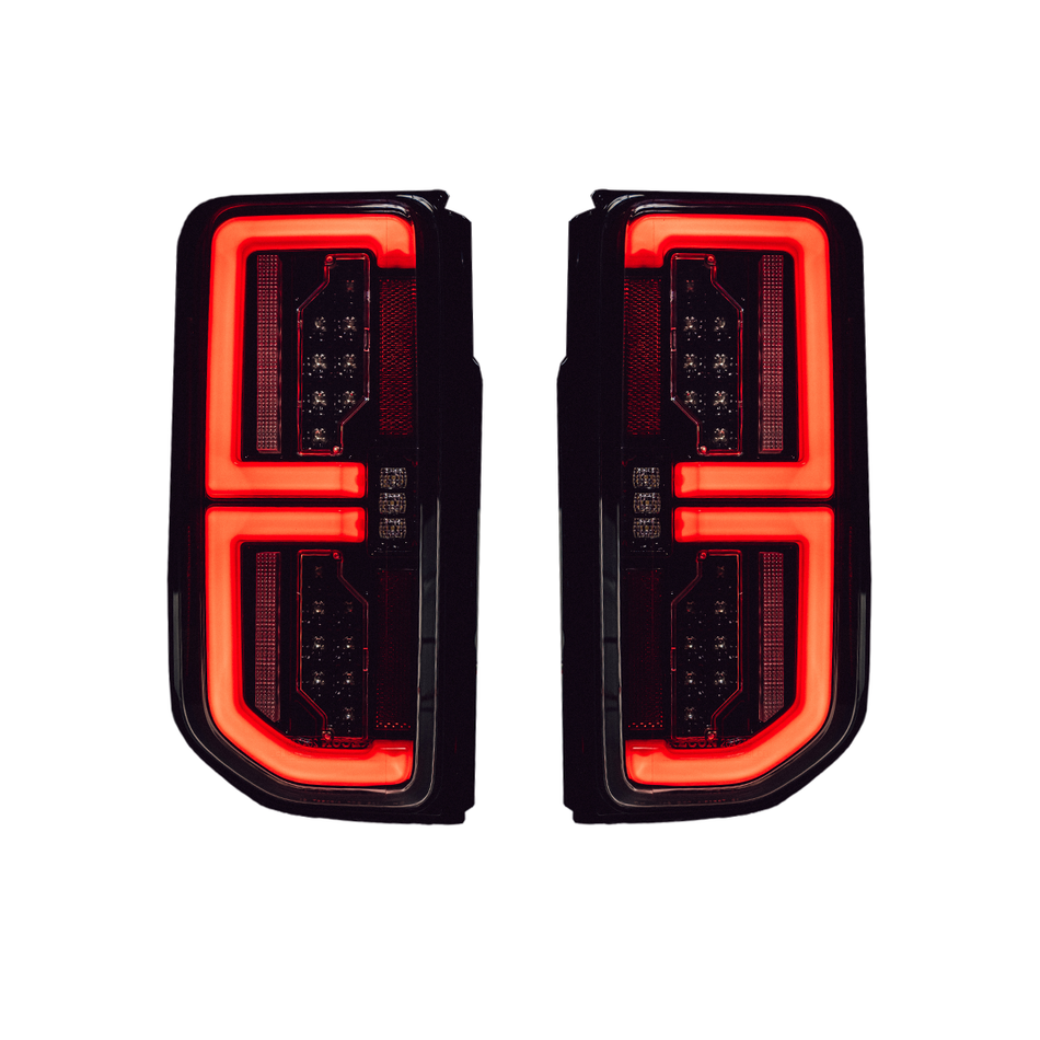 Ford 21-24 BRONCO (Replaces OEM Factory Installed LED Tail Lights) High-Powered OLED Bar Style RED Running & Brake Lights with Scanning OLED Turn Signals OLED TAIL LIGHTS - Smoked Lens