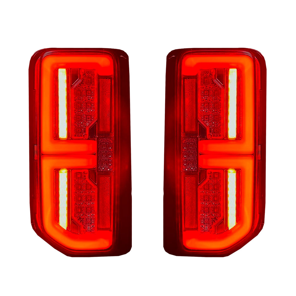 Ford 21-24 BRONCO (Replaces OEM Factory Installed LED Tail Lights) High-Powered OLED Bar Style RED Running & Brake Lights with Scanning OLED Turn Signals OLED TAIL LIGHTS - Clear Lens