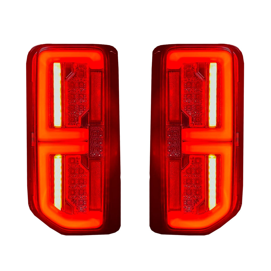 Ford 21-24 BRONCO (Replaces OEM Factory Installed HALOGEN Tail Lights) High-Powered OLED Bar Style RED Running & Brake Lights with Scanning OLED Turn Signals OLED TAIL LIGHTS - Clear Lens