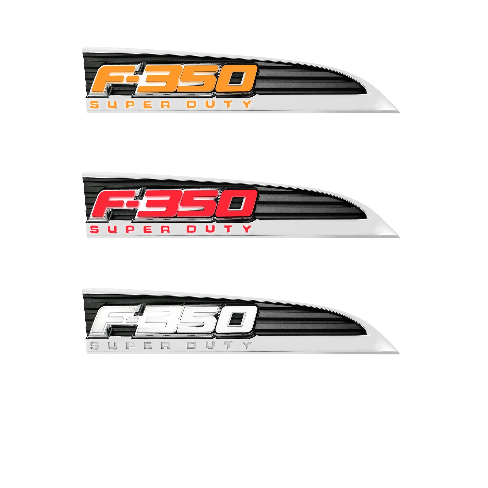 Ford F350 11-16 Illuminated Emblems Black Chrome in Amber, Red & White