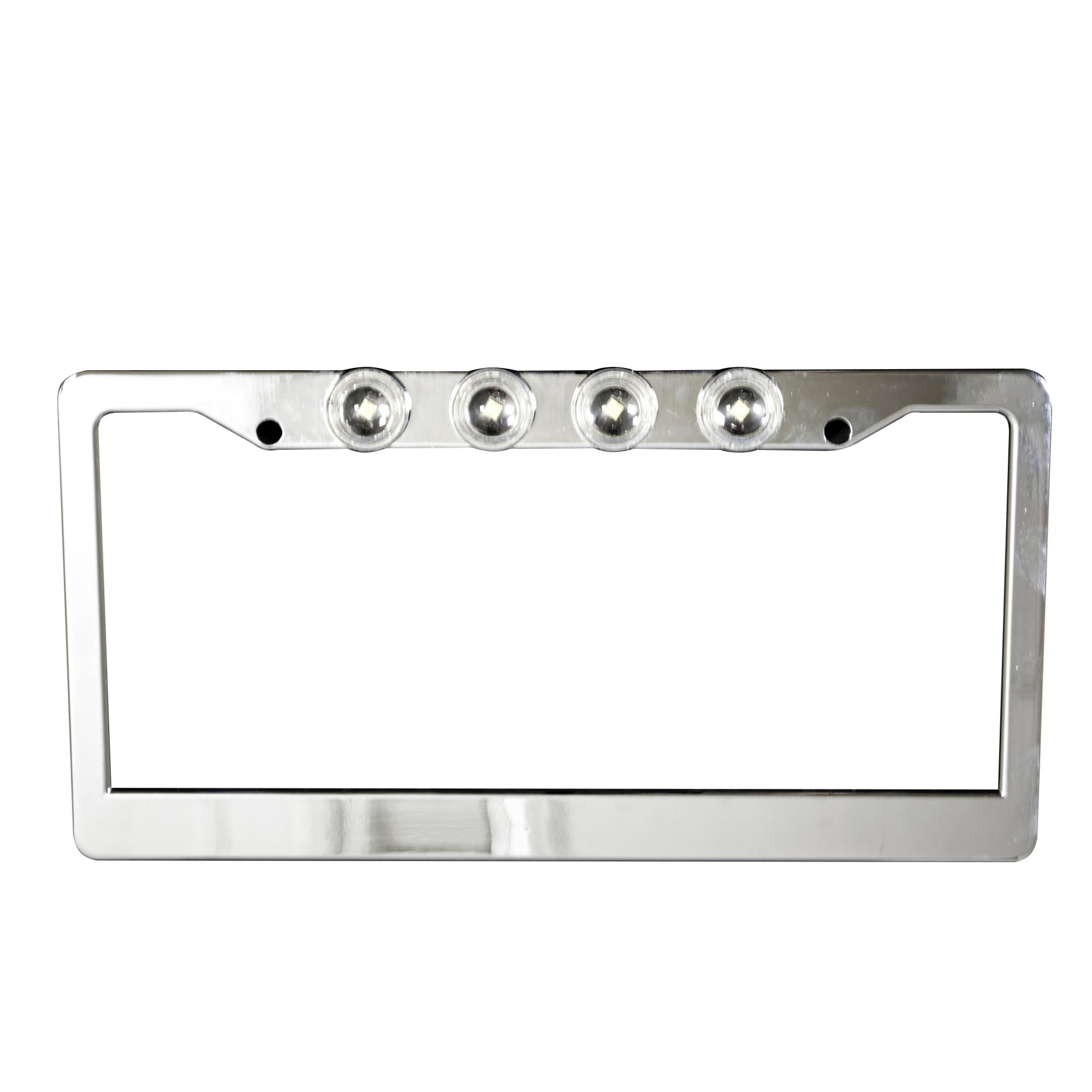 Brushed Aluminum License Plate Frame with Four 6000K XML CREE LED Reverse Lights