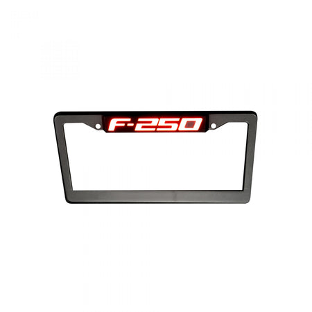 Ford F350 RED LED License Plate Frame in Black Billet Aluminum