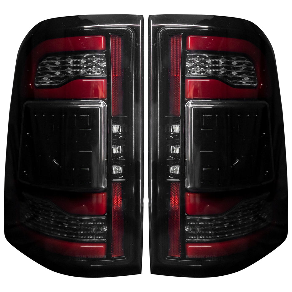Dodge RAM 1500 19-23 OLED Tail Lights Smoked w/ Scanning Red Turn Signals w/ NO Blind Spot Sensor
