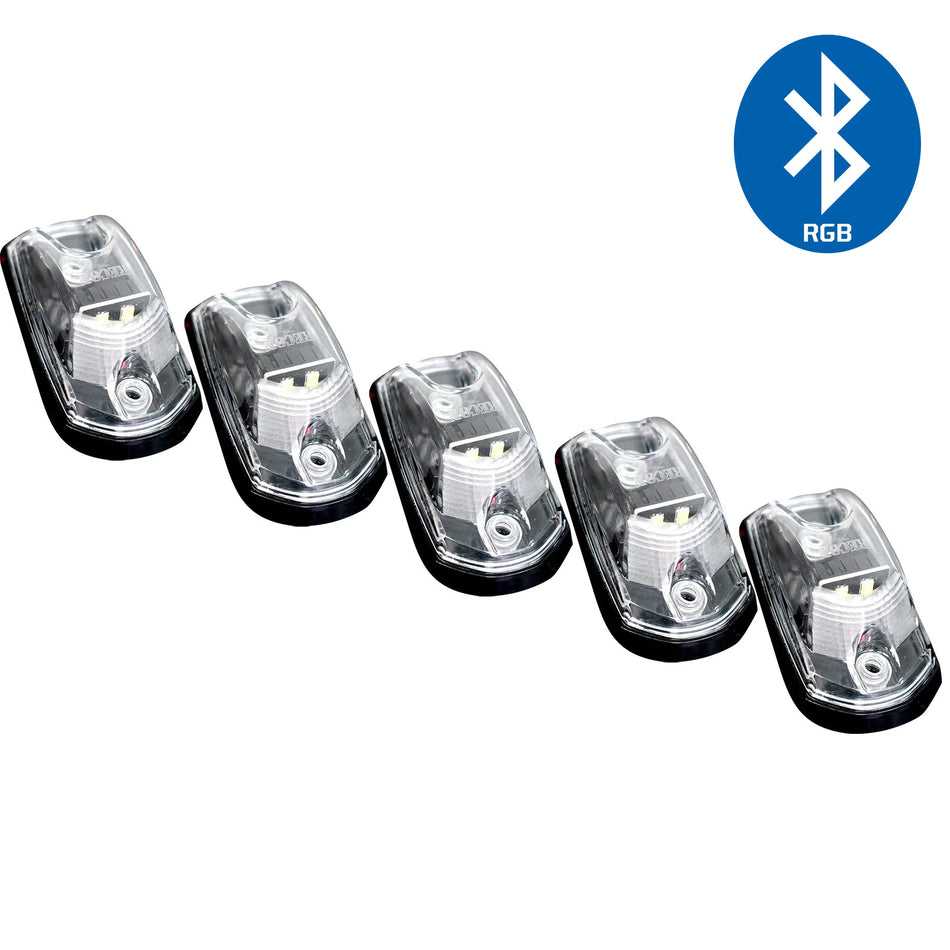 Ford 17-23 Superduty (5-Piece Set) Clear Cab Roof Light Lens with RGB (Multi-Colored) High-Power LED's - (Attn: This part is for Ford trucks that DID NOT come with factory installed cab roof lights)