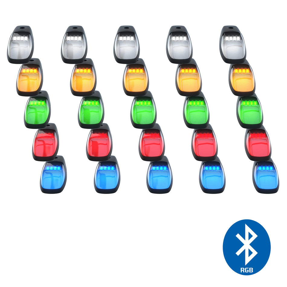 Dodge RAM HD 2500/3500 19-24 5-Piece Set Smoked Cab Roof Light Lens with RGB (Multi-Colored) High-Power LED's (Fresh install Only)