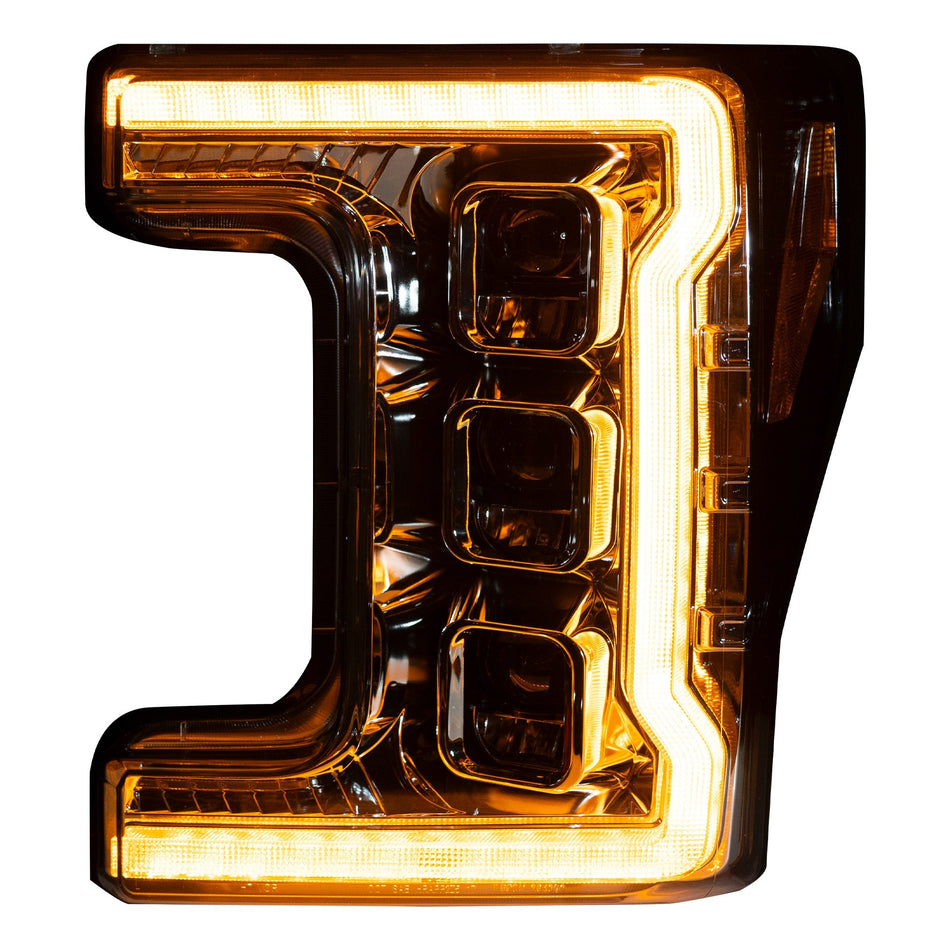 Ford Super Duty 17-19 Projector Headlights OLED DRL & Scanning Switchback LED Turn Signals Clear