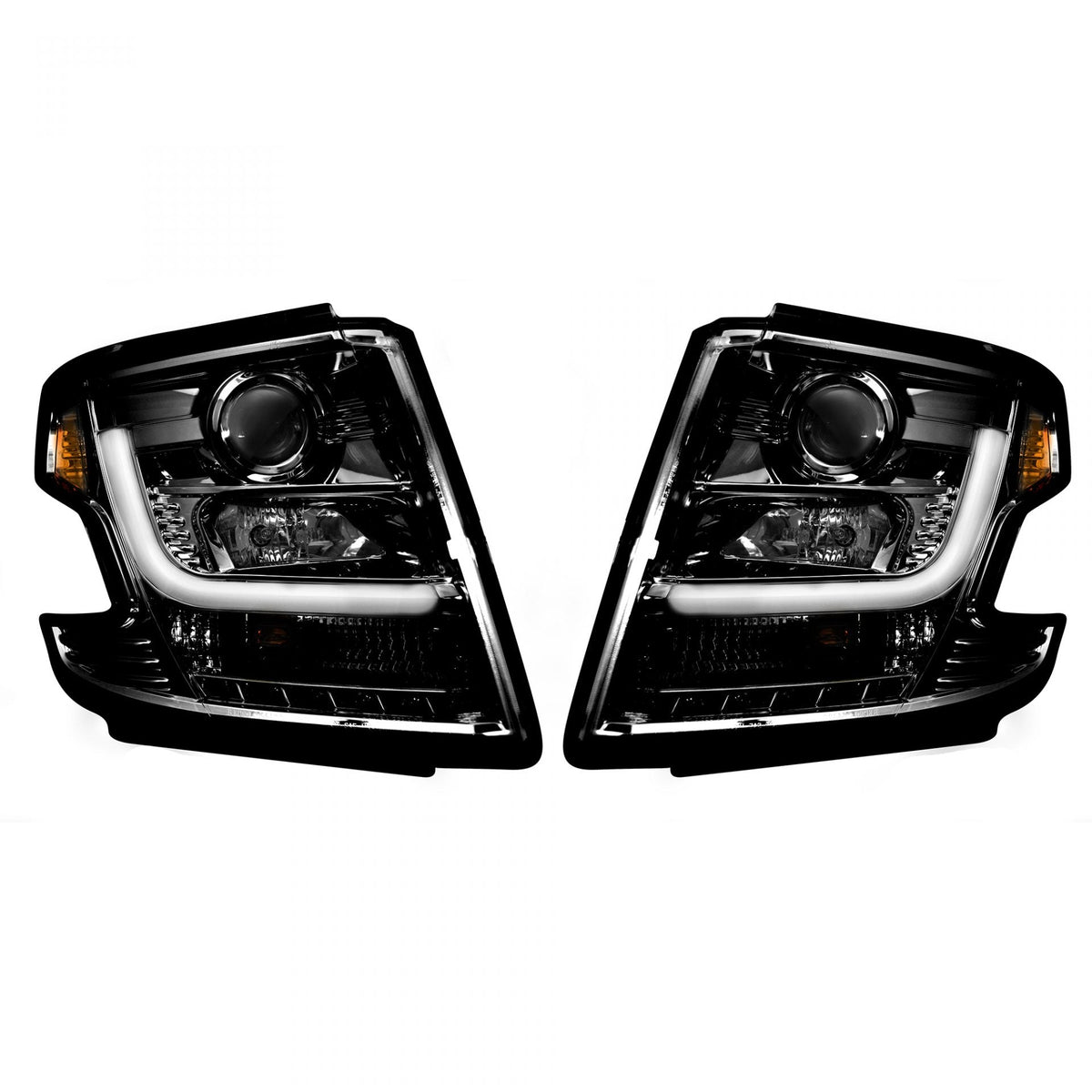 Chevy Tahoe 15-19 Projector Headlights OLED Halos, DRL Smoked/Black