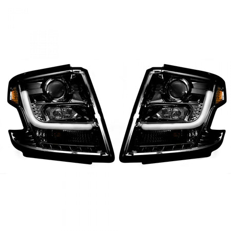 Chevy Tahoe 15-19 Projector Headlights OLED Halos, DRL Smoked/Black