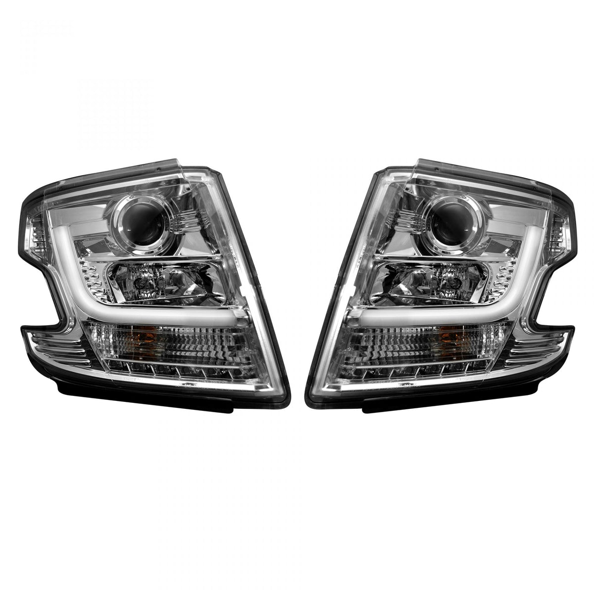 Chevy Tahoe 15-19 Projector Headlights OLED Halos & DRL in Clear/Chrome