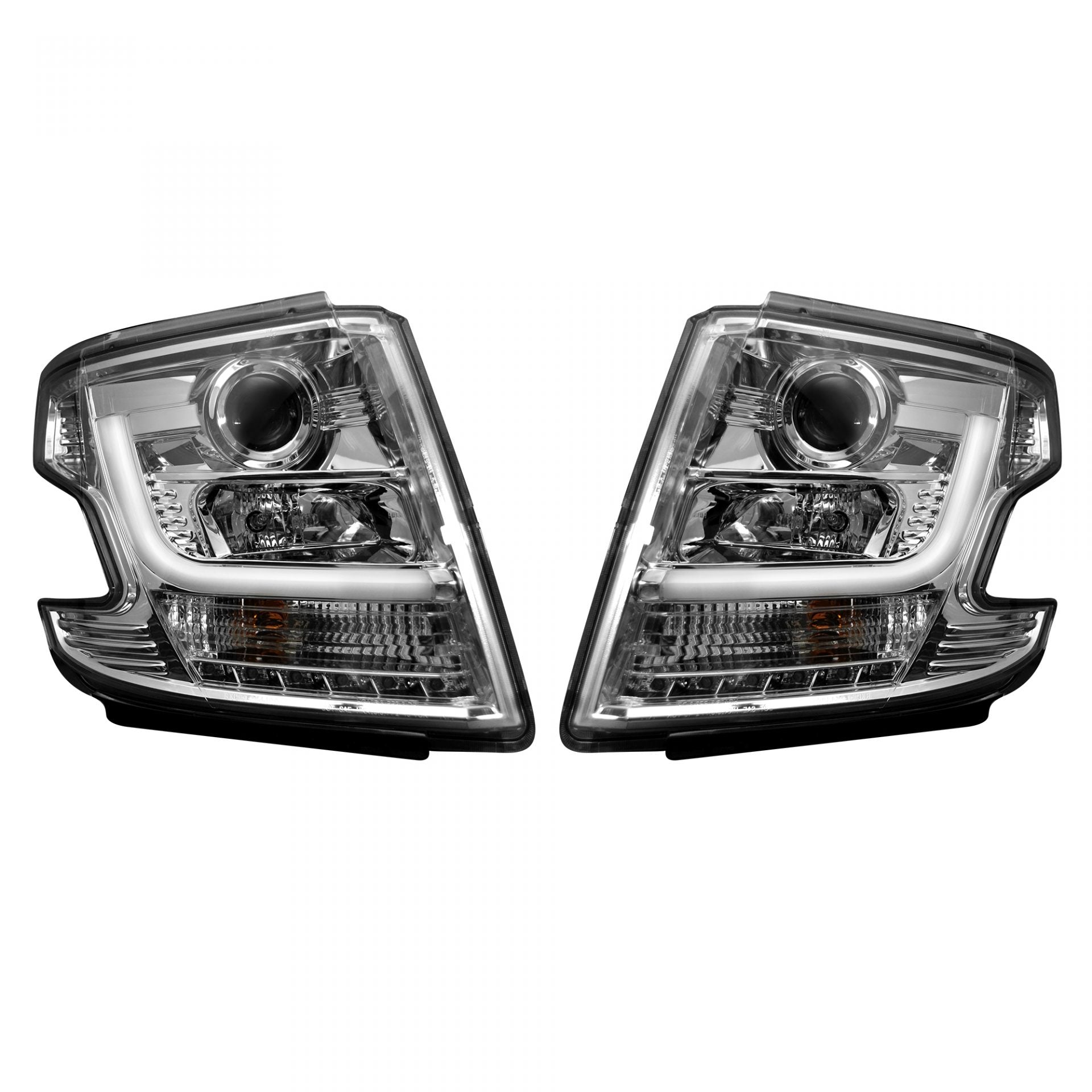 Chevy Tahoe 15-19 Projector Headlights OLED Halos & DRL in Clear/Chrome