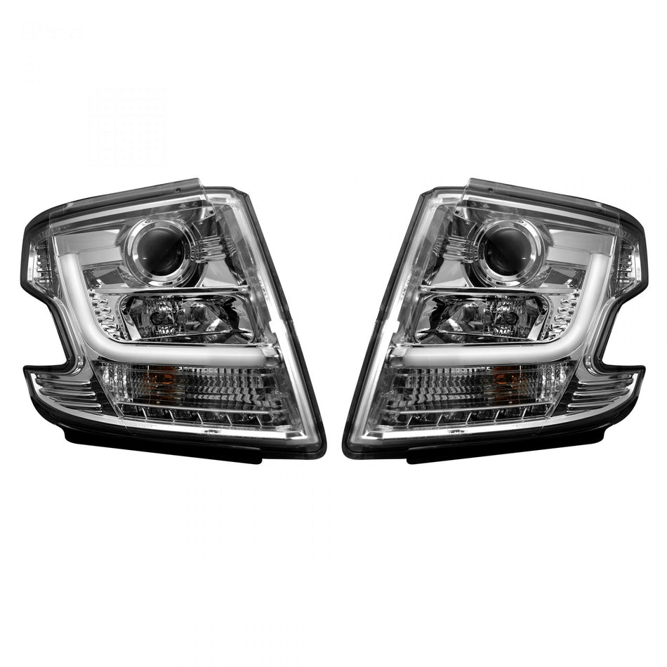 Chevy Tahoe 15-19 Projector Headlights OLED Halos & DRL in Clear/Chrome