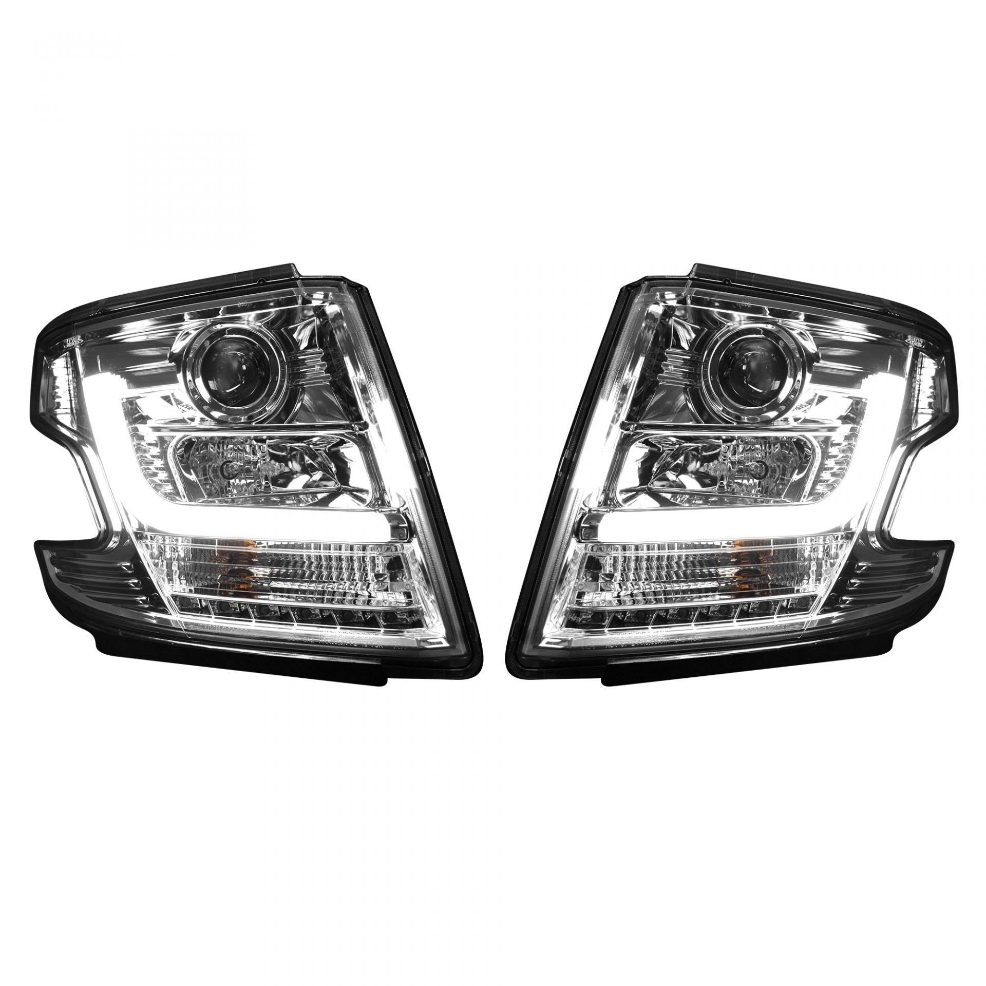 Chevy Tahoe 15-19 Projector Headlights OLED Halos & DRL in Clear/Chrome
