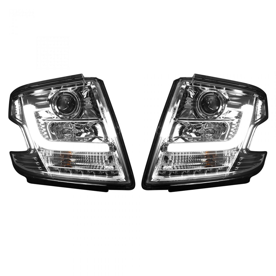 Chevy Tahoe 15-19 Projector Headlights OLED Halos & DRL in Clear/Chrome