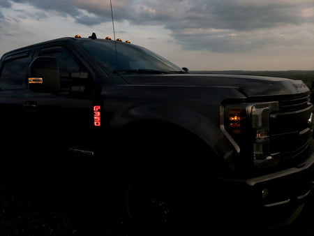 Ford F250 17-19 Illuminated Emblems Black Chrome in red