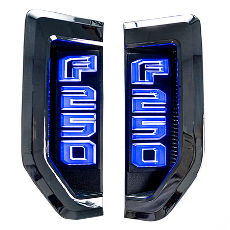 Ford F250 17-19 Illuminated Emblems Chrome in Blue