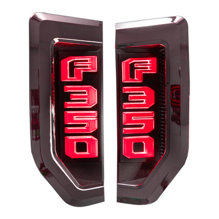 Ford F350 17-19 Illuminated Emblems Chrome in Red