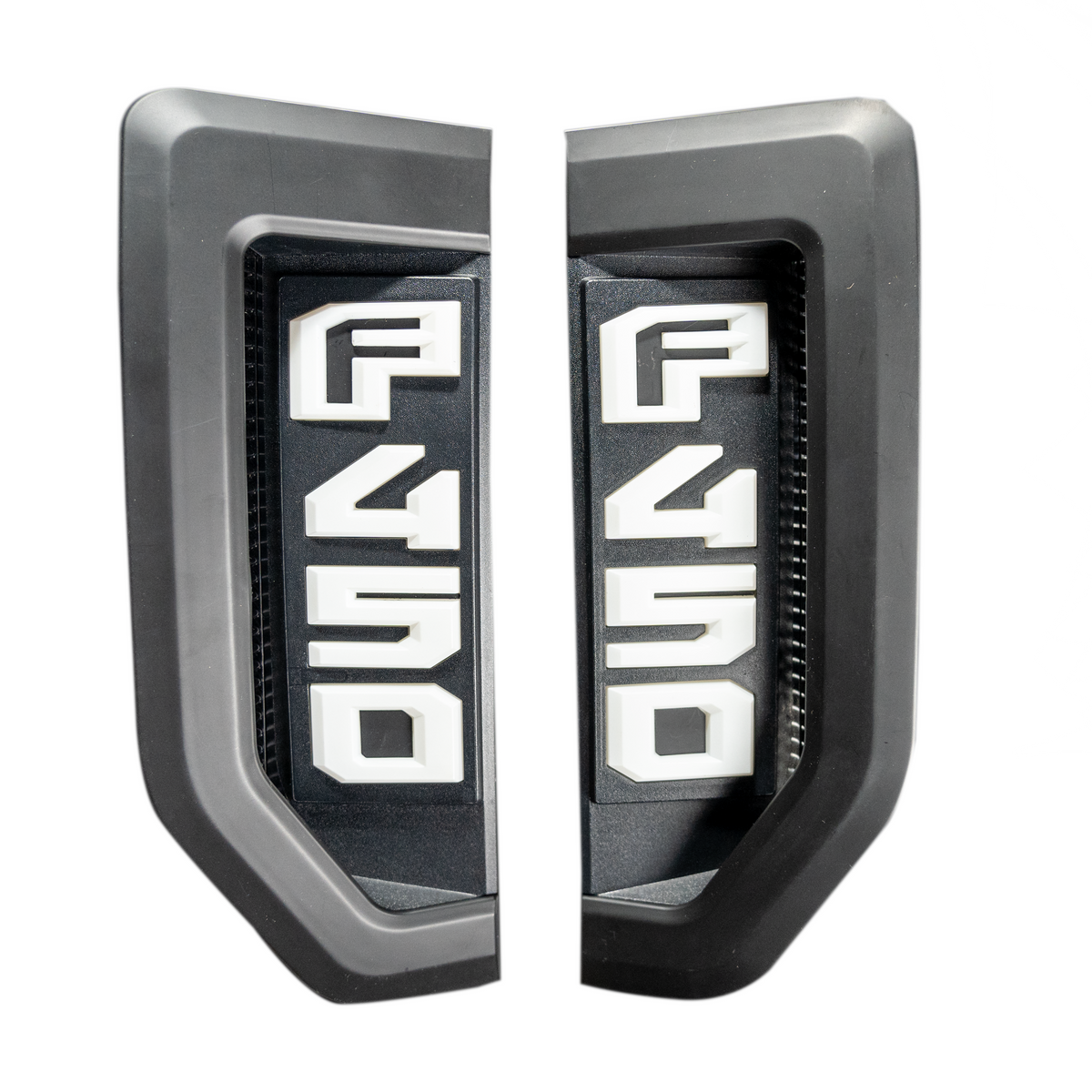 Ford F450 17-19 Illuminated Emblems Black Chrome White