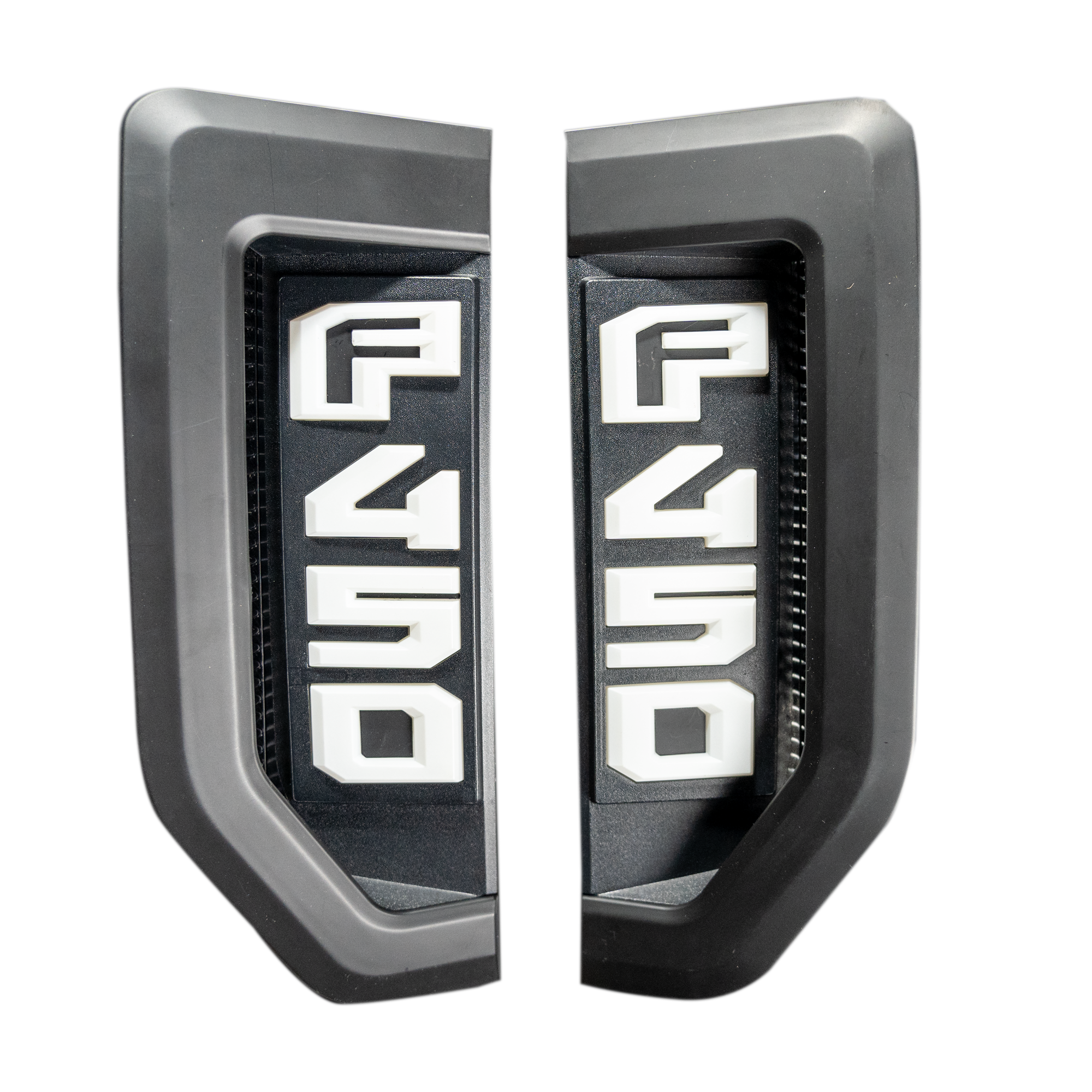 Ford F450 17-19 Illuminated Emblems Black Chrome White