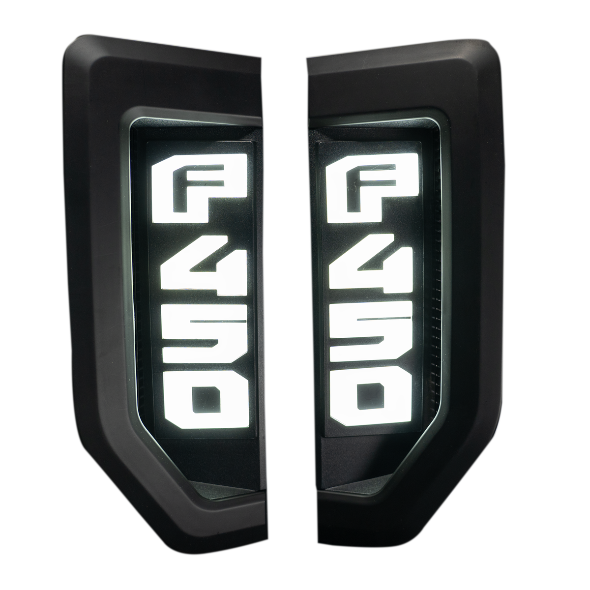 Ford F450 17-19 Illuminated Emblems Black Chrome White