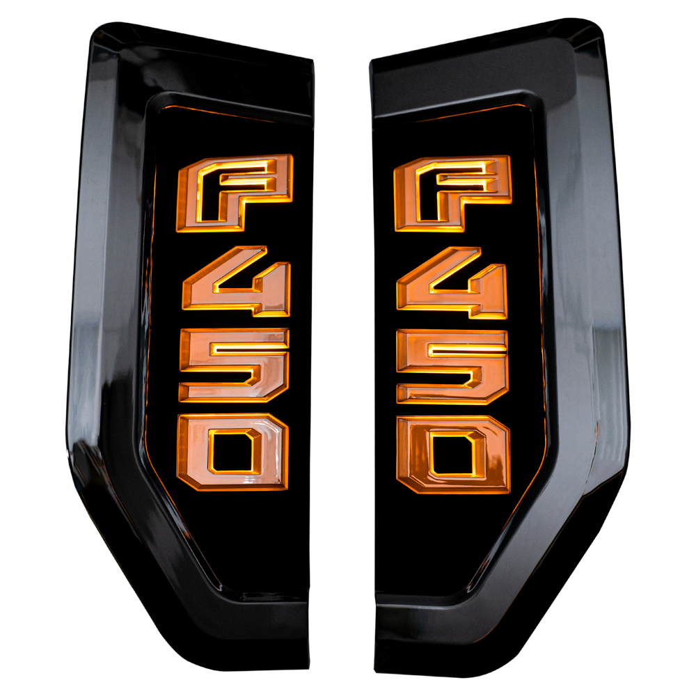 17-19 Superduty F450 Illuminated Emblems in Chrome w/ Amber Illumination