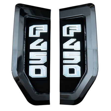 17-19 Superduty F450 Illuminated Emblems in Chrome w/ White illumination
