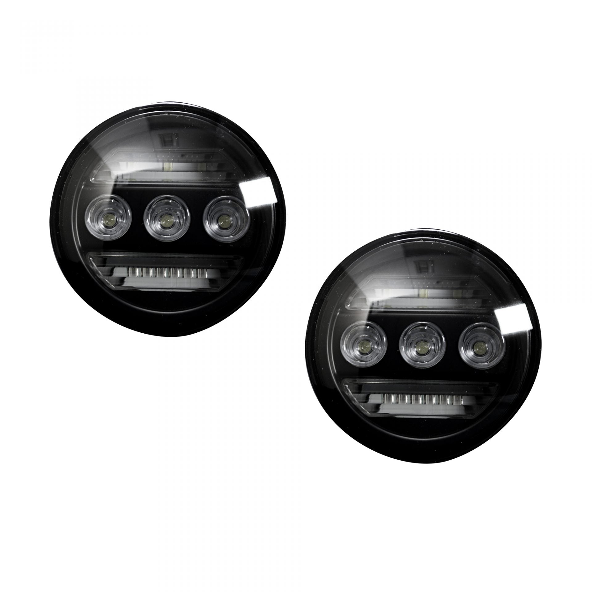 GMC Sierra & Chevy Silverado 15-19 White LED 2-Piece Fog Lights Smoked/Black