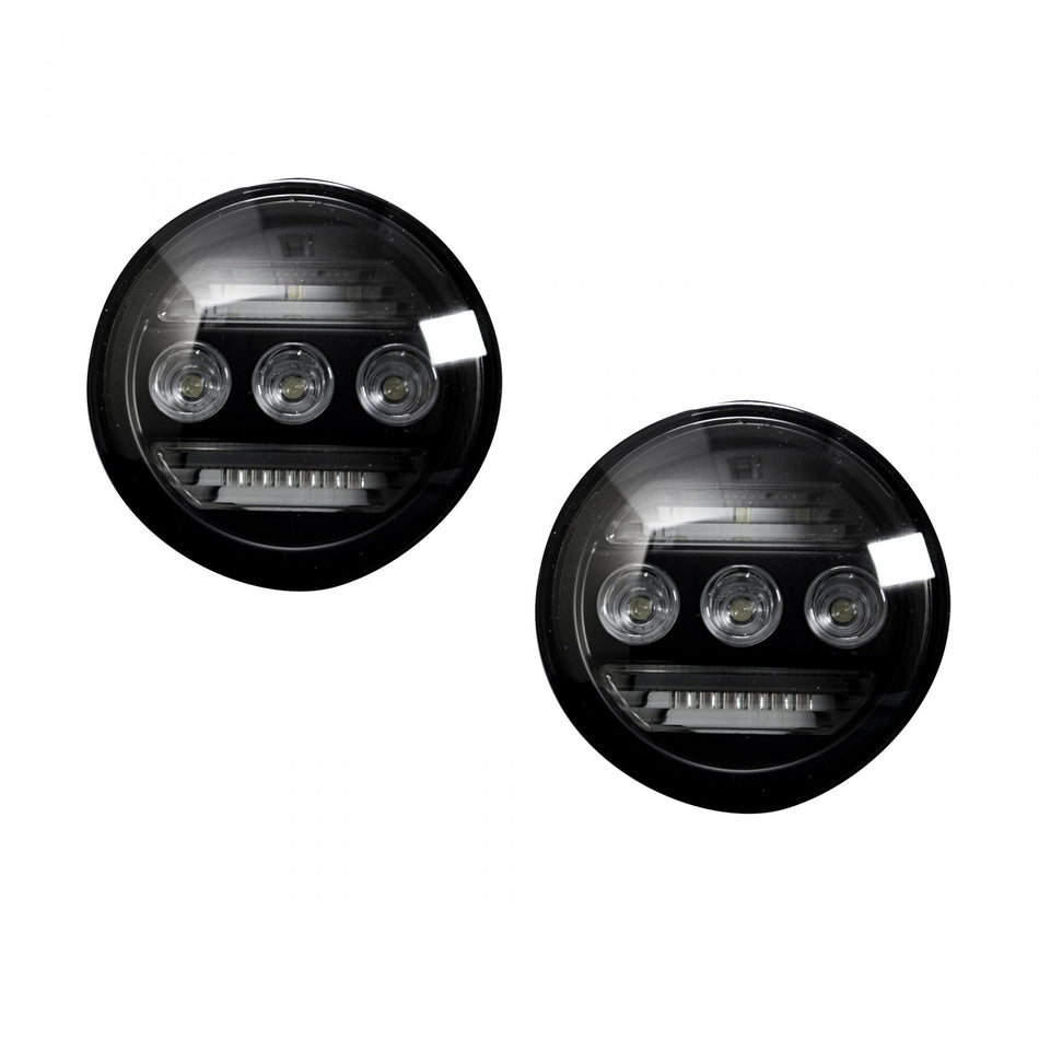 GMC Sierra & Chevy Silverado 15-19 White LED 2-Piece Fog Lights Smoked/Black