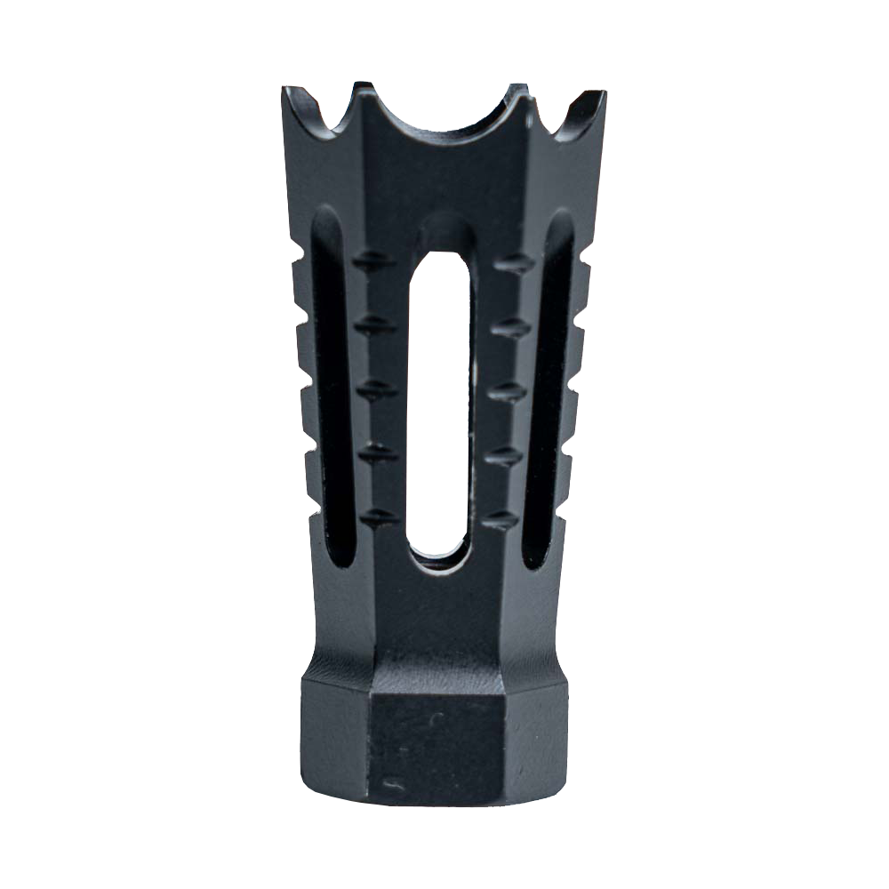 264CBBK103 - Interchangeable Flared & Spiked Door Breacher Design Rifle Barrel Antenna Tip Flash Hider - This interchangeable flash hider barrel tip fits RECON Combat Antennas - BLACK