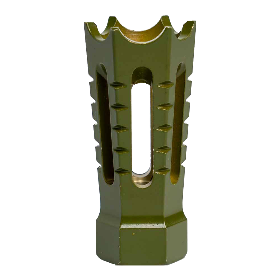 264CBGR103 - Interchangeable Flared & Spiked Door Breacher Design Rifle Barrel Antenna Tip Flash Hider - This interchangeable flash hider barrel tip fits RECON Combat Style Antennas - OLIVE DRAB / ARMY GREEN