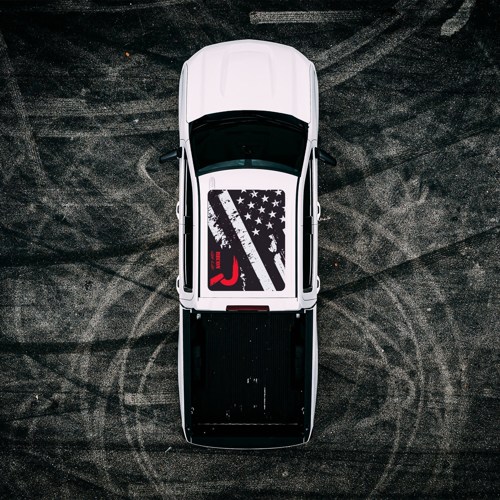 Roof Vinyl Wrap - RECON Black & Silver USA Flag