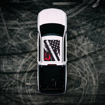 Roof Vinyl Wrap - RECON Black & Silver USA Flag