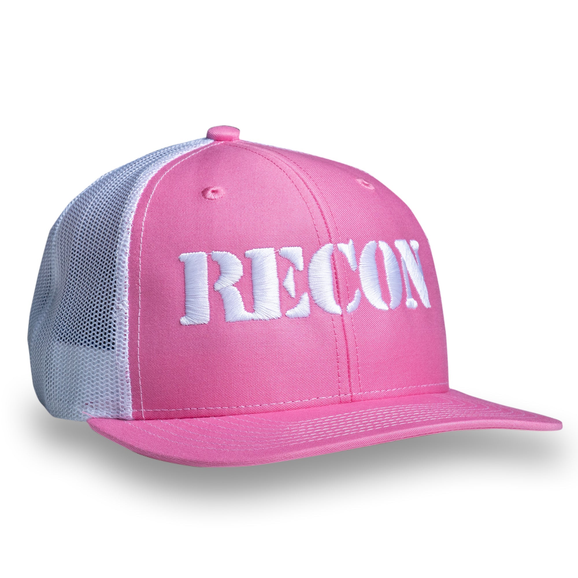RECON Snapback Trucker Hat - Pink/White