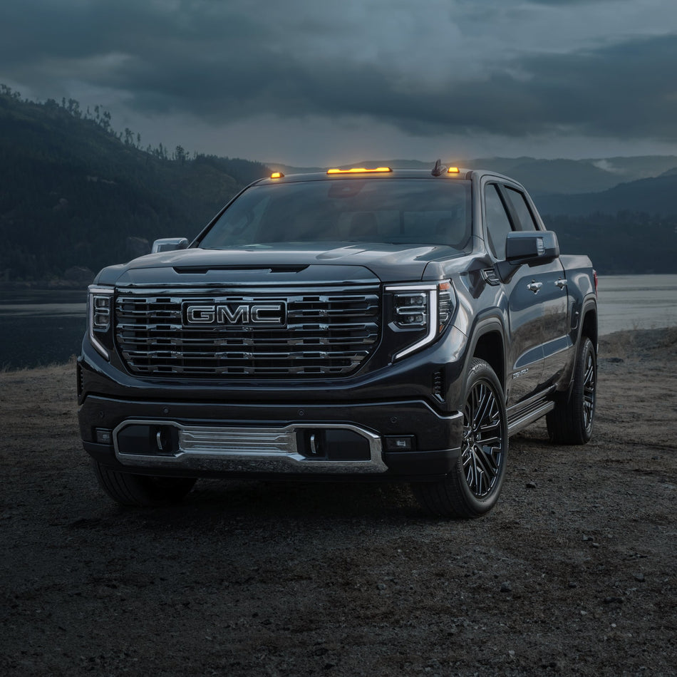 RECON Part # 264158AM - GMC & Chevy 20-24 (4th GEN Body Style) Heavy-Duty (3-Piece Set) Amber Cab Roof Light Lens with Amber LED’s - (Attn: This cab light kit replaces OEM factory installed cab roof lights)