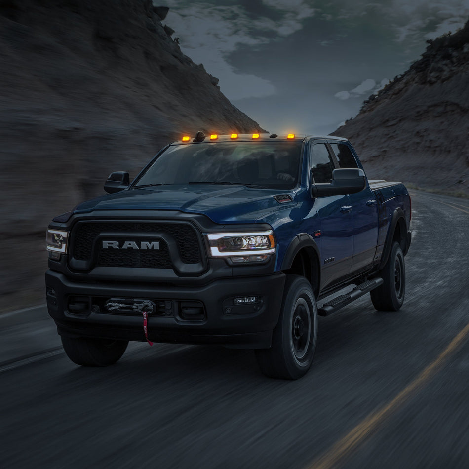 Dodge RAM HD 2500/3500 19-24 5-Piece Cab Roof Light Set LED Amber Lens in Amber (Fresh Install Only)