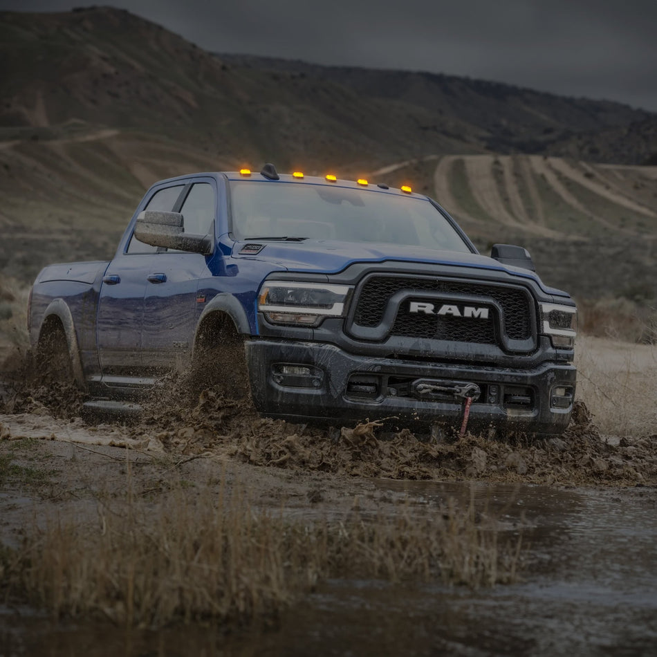 Dodge RAM HD 2500/3500 19-24 5-Piece Cab Roof Light Set LED Amber Lens in Amber (Attn: This cab light kit replaces OEM factory installed cab roof lights)