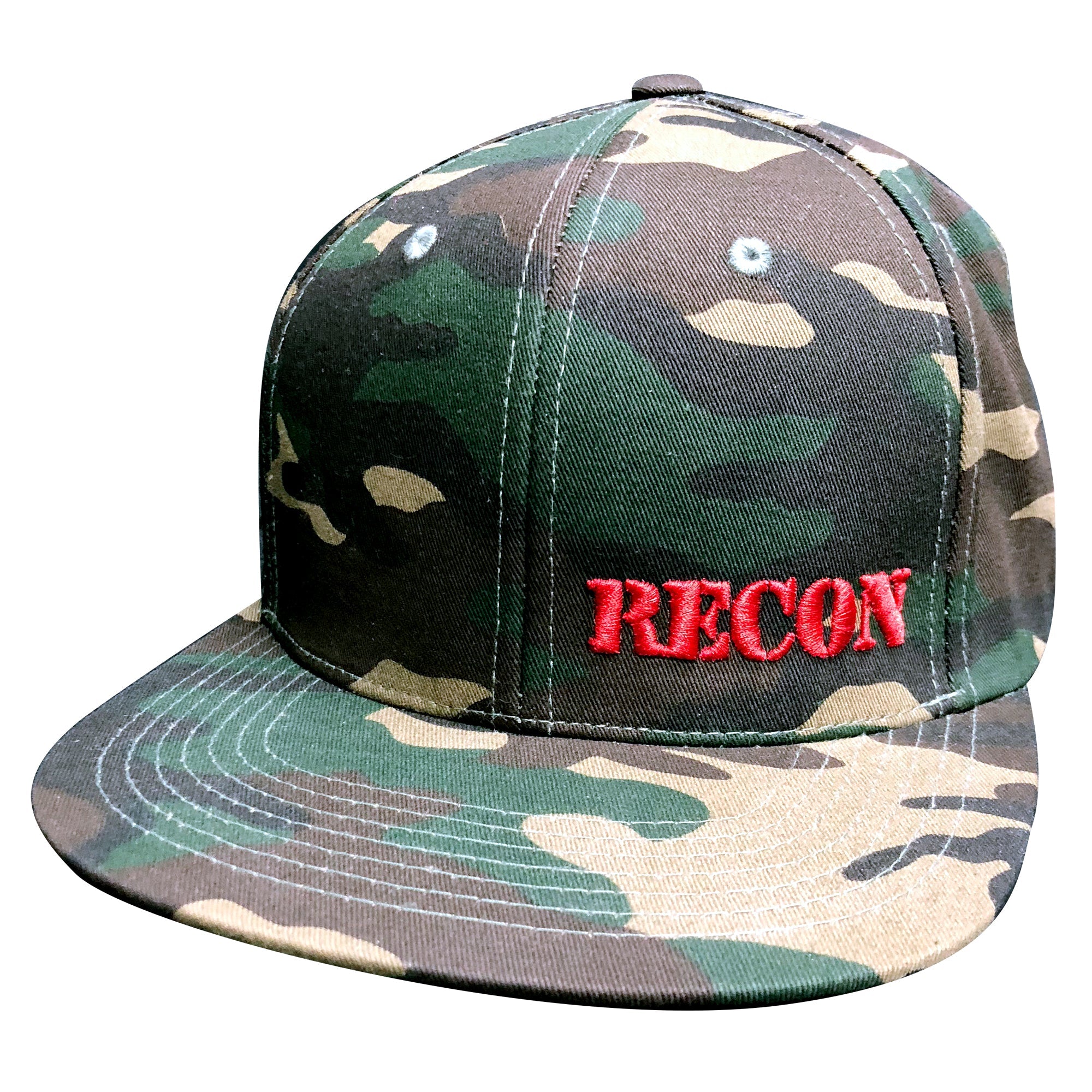 Uploaded ToRed Patch w/ White RECON Logo on Black Trucker Hat