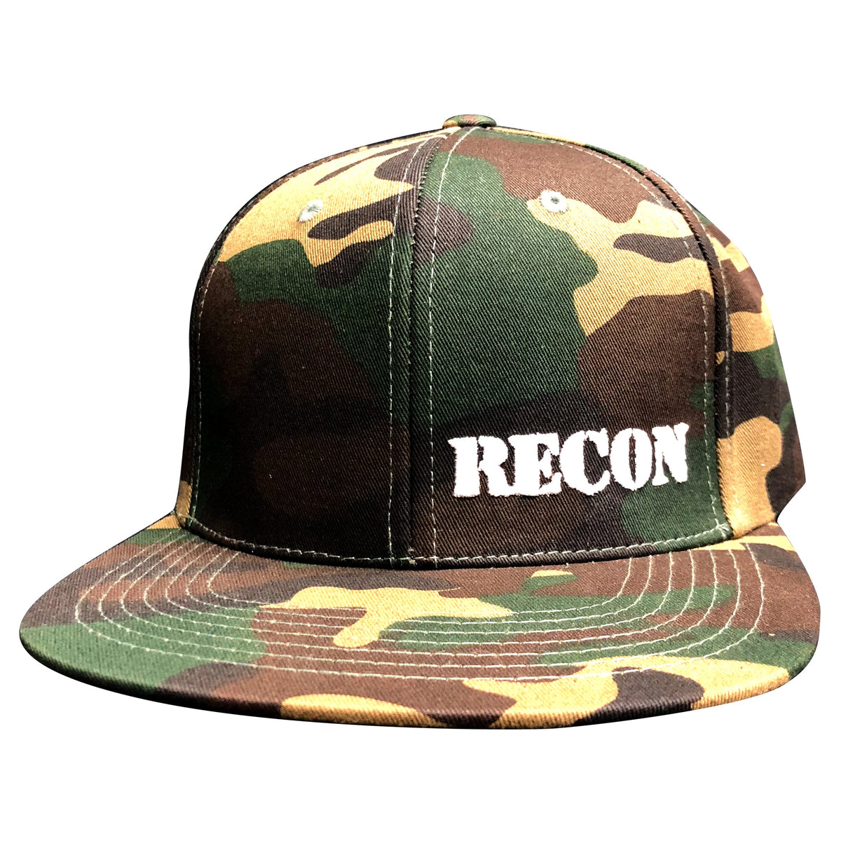 Uploaded ToRed Patch w/ White RECON Logo on Black Trucker Hat