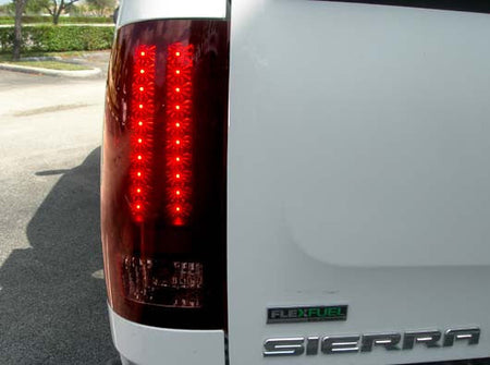 DARK RED SMOKED LED Tail Lights 07-13 GMC SIERRA 1500/2500/3500 Single Wheel ONLY