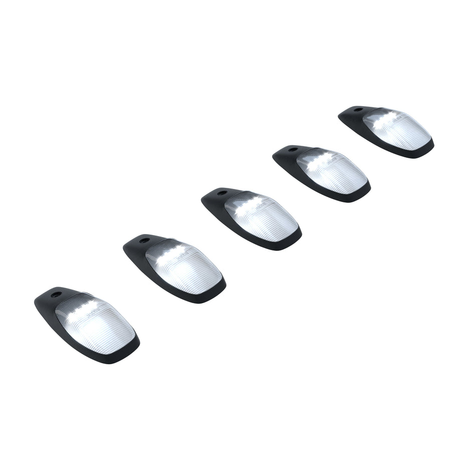 Dodge RAM HD 2500/3500 19-24 5-Piece Cab Roof Light Set LED Clear Lens in White (Attn: This cab light kit replaces OEM factory installed cab roof lights)