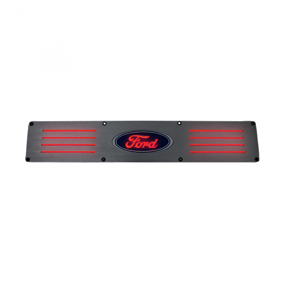 Ford Super Duty 99-16 Fits 4-Door Super Crew Rear Doors Illuminated Door Sill Brushed Finish Red