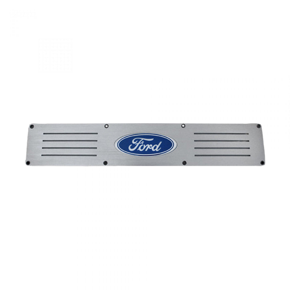 Ford Super Duty 99-16 Illuminated Door Sill Fits 4-Door Super Crew Rear Doors Brushed Finish Blue
