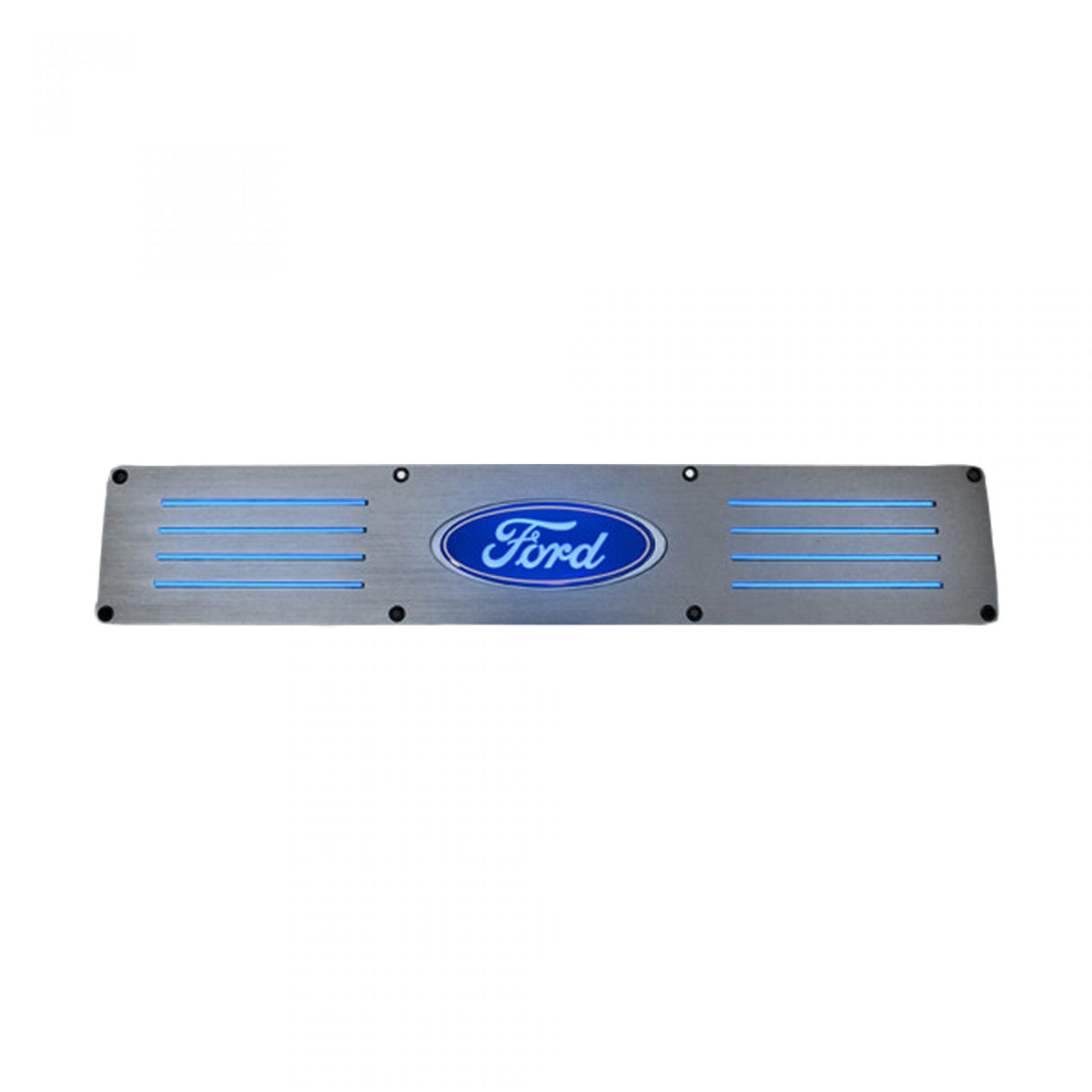 Ford Super Duty 99-16 Illuminated Door Sill Fits 4-Door Super Crew Rear Doors Brushed Finish Blue