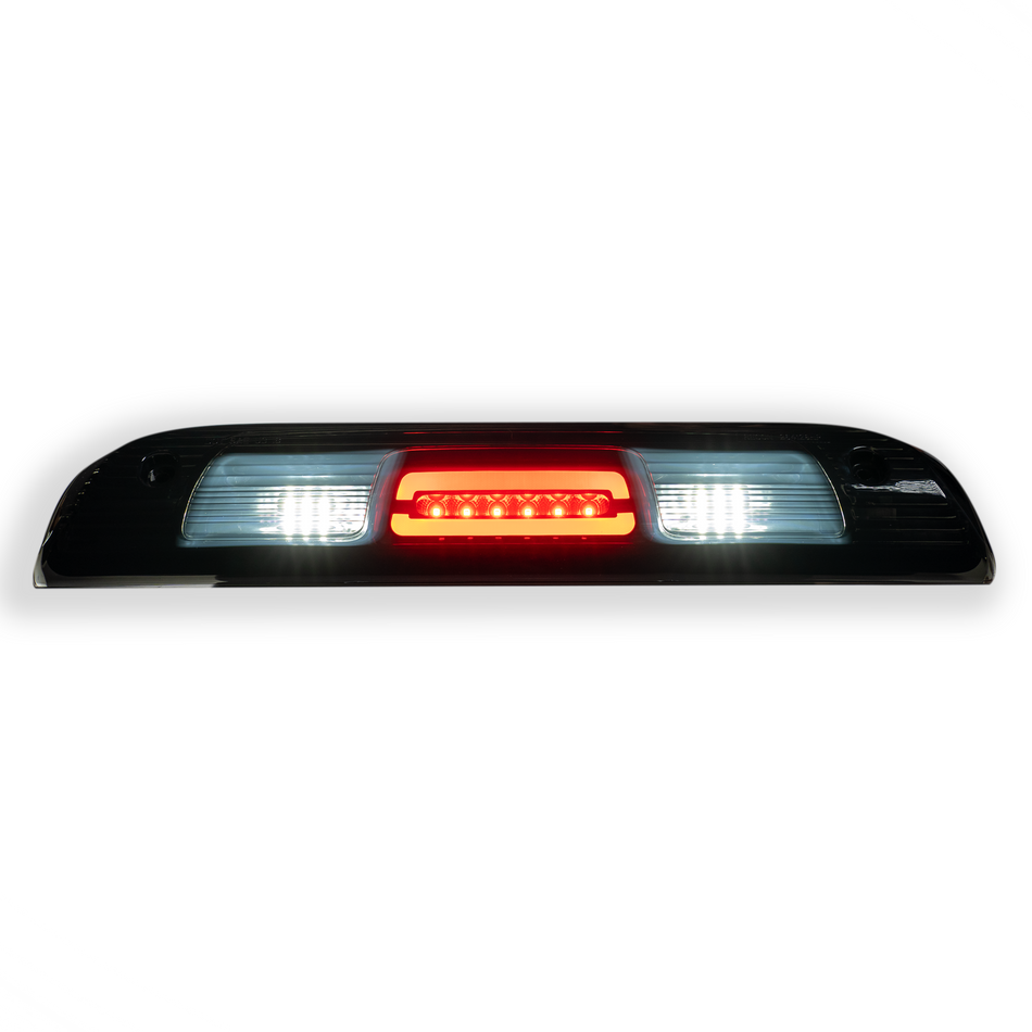Both lit GMC Sierra &amp; Chevy Silverado 1500 14-18 &amp; 2500/3500 14-19 3rd Brake Light Kit Cree XML LED Smoked